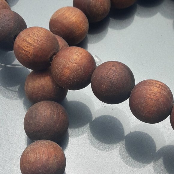 Wood Beads Big Round Wooden Beads Strung Out Rustic Home Decor Craft Jewelry - Picture 2 of 9